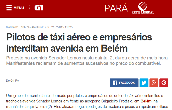 G1 Pará - Protesto táxi aéreo